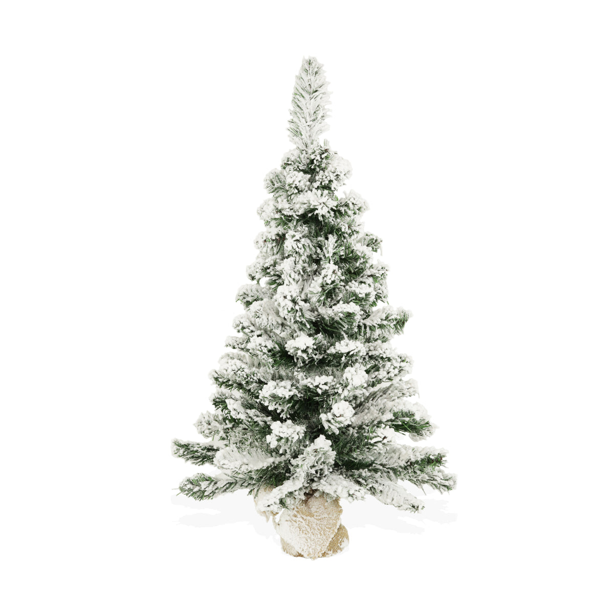 Albero di Natale da tavolo innevato, base in juta - Argo Innevato